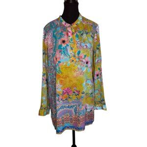 Soft Surroundings Women’s Medium Multicolour Floral Tunic Boho Cottagecore Long